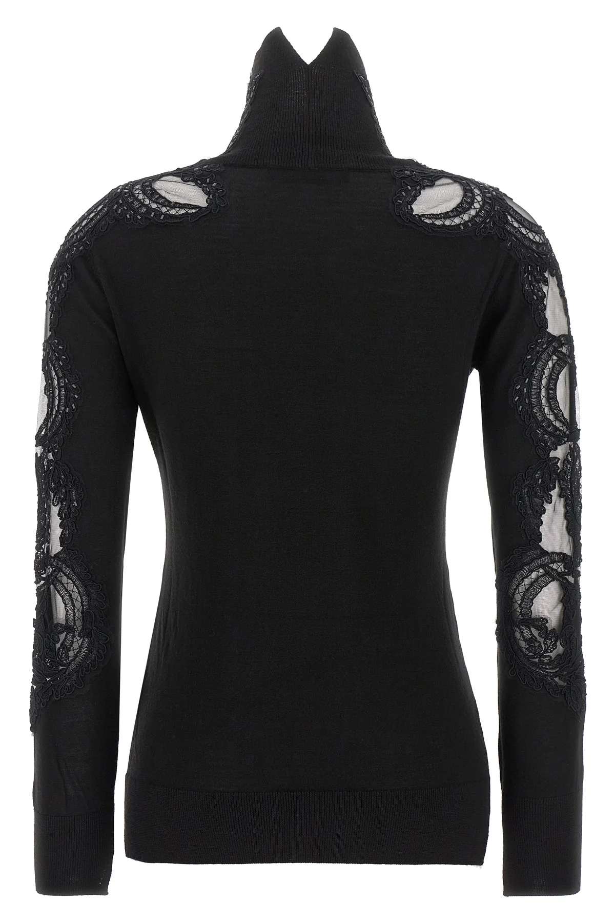 ERMANNO SCERVINO 38 the ermanno scervino high neck sweater in pure black virgin wool stands out for