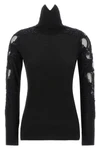 the ermanno scervino high neck sweater in pure black virgin wool stands out for