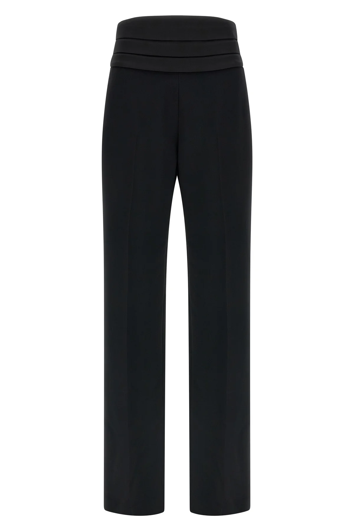 the tuxedo-inspired trousers by ermanno scervino define a slender silhouette thr