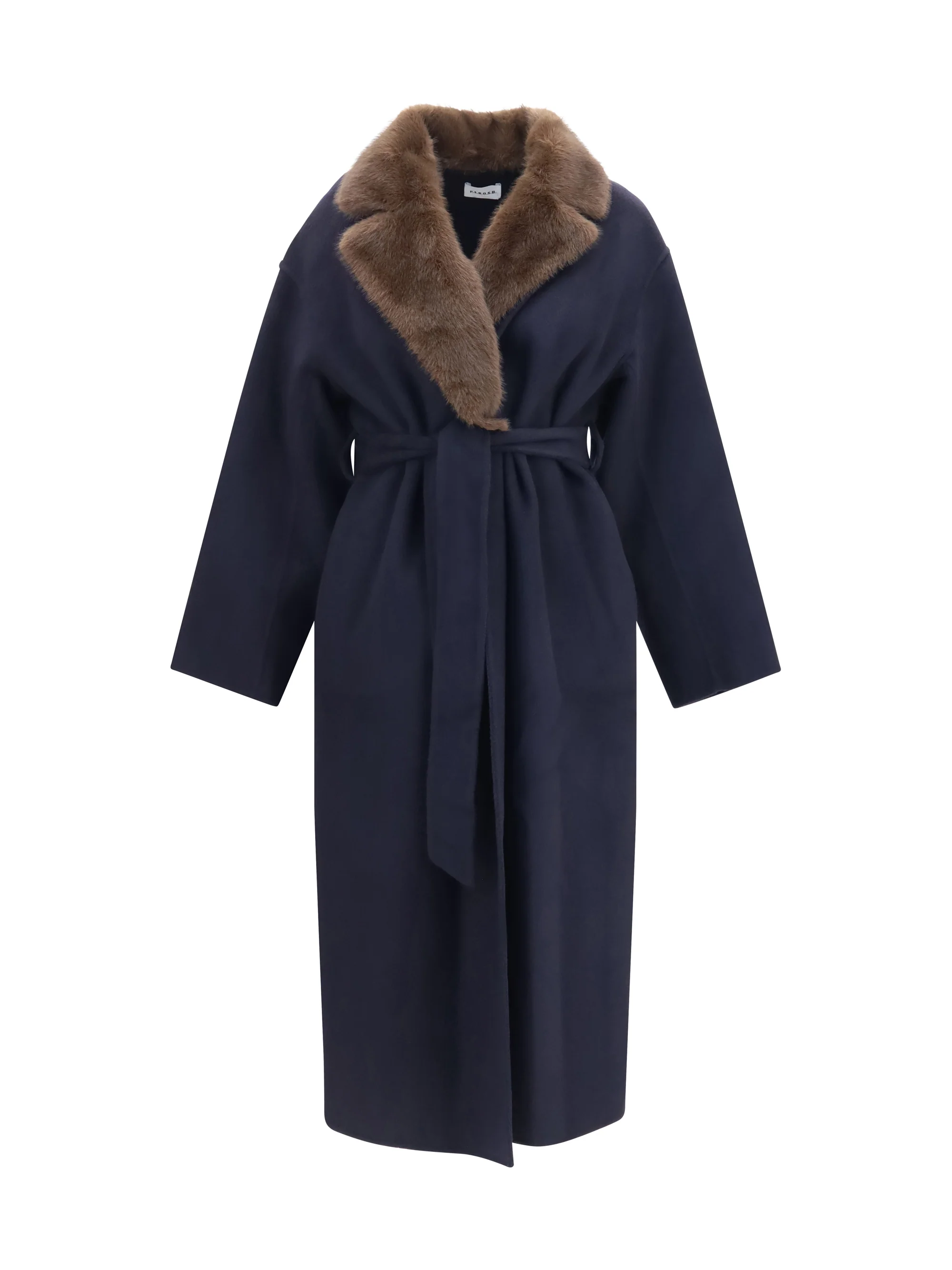 P.A.R.O.S.H. M wool coat with fur collar and belt