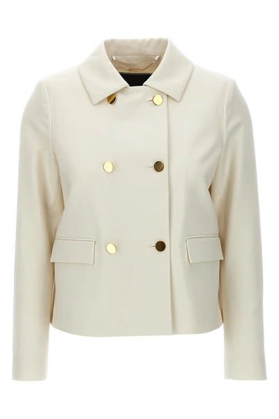 double-breasted cropped wool jacket