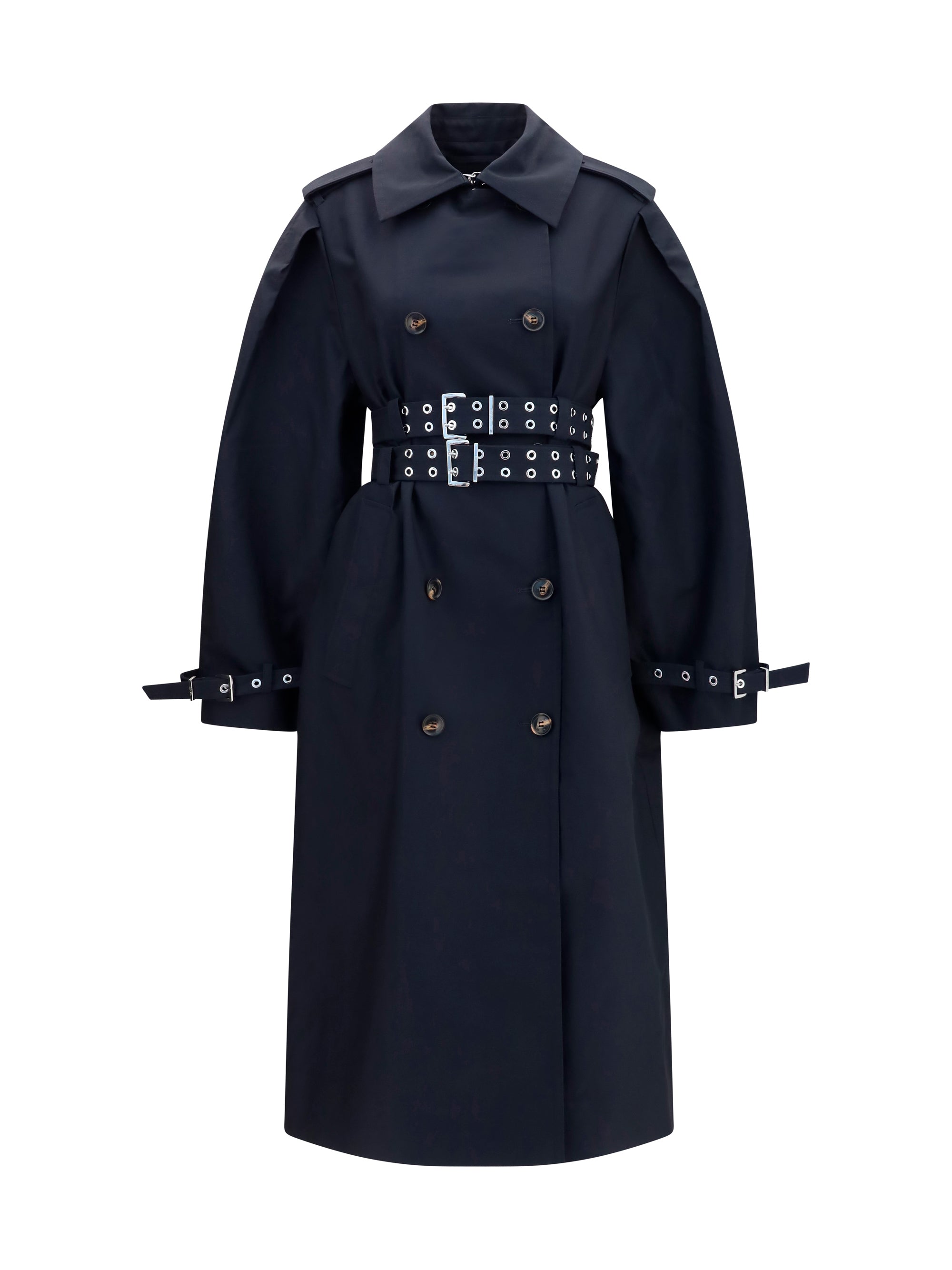 GANNI 34 double-breasted cotton trench coat with double belt