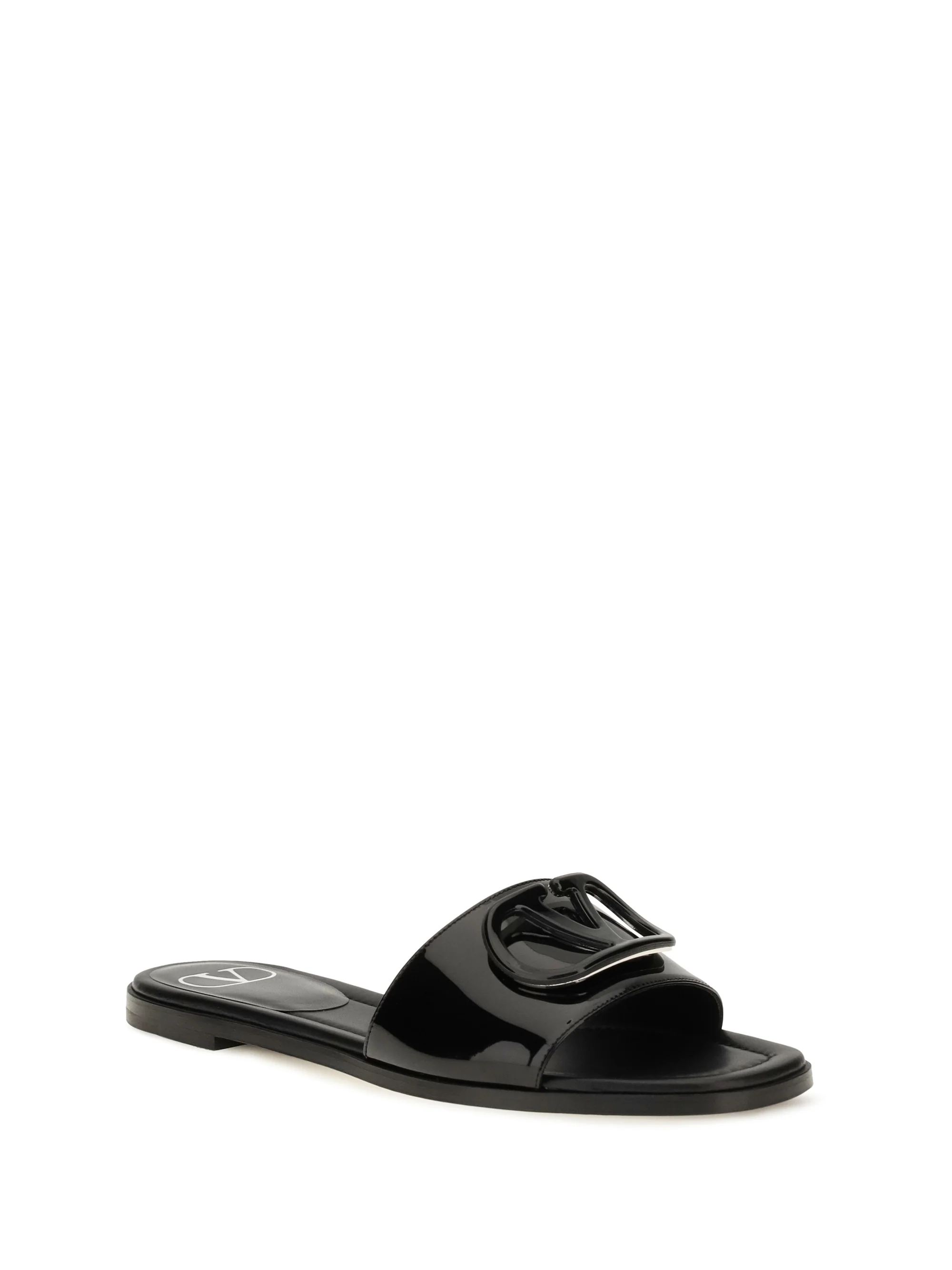 vlogo patent leather slide sandals