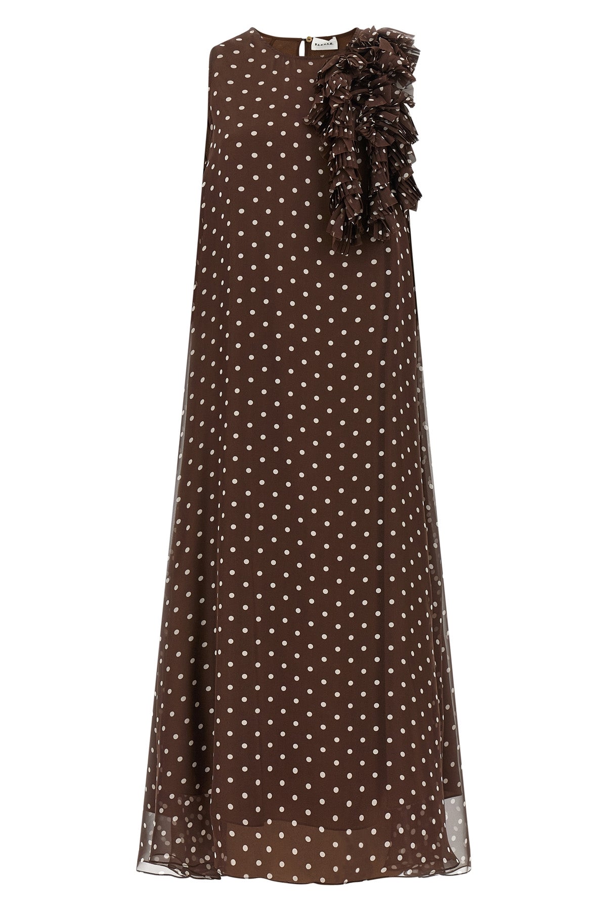 P.A.R.O.S.H. L long pallina dress in semi-transparent pleated soleil fabric