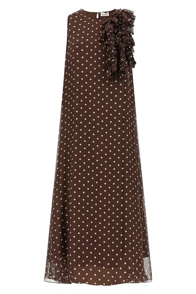 long pallina dress in semi-transparent pleated soleil fabric