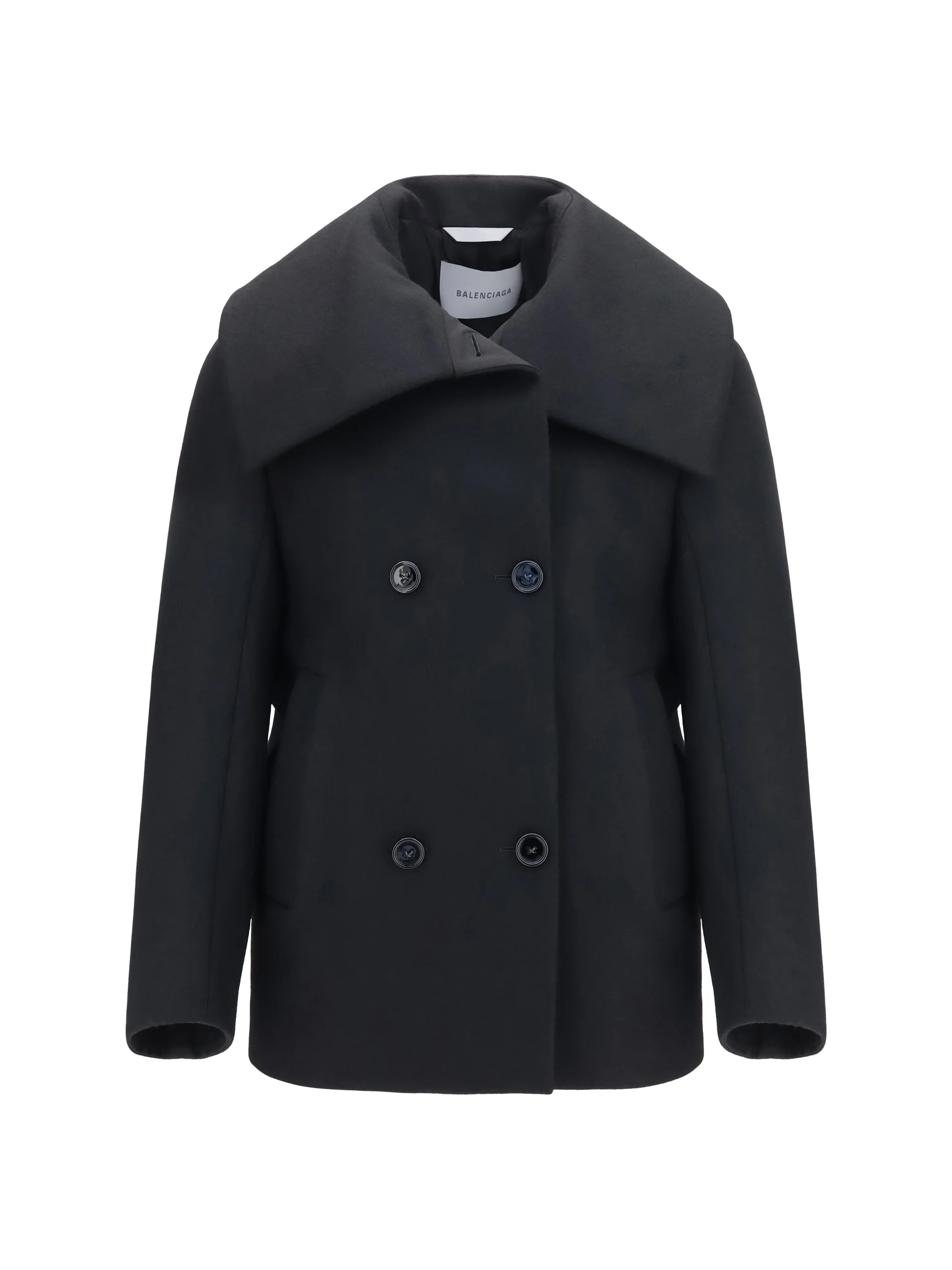 BALENCIAGA 38 structured high-neck peacoat