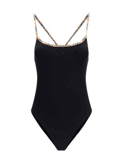 check trim swimsuit
