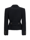 cropped single-breasted blazer with fabric buttons