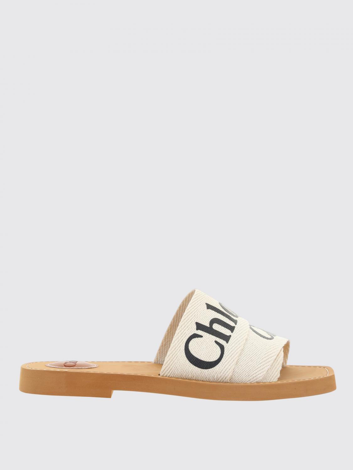 CHLOÉ 37 fabric and rubber sliders chloé