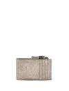 suede card holder with shiny zipper pull