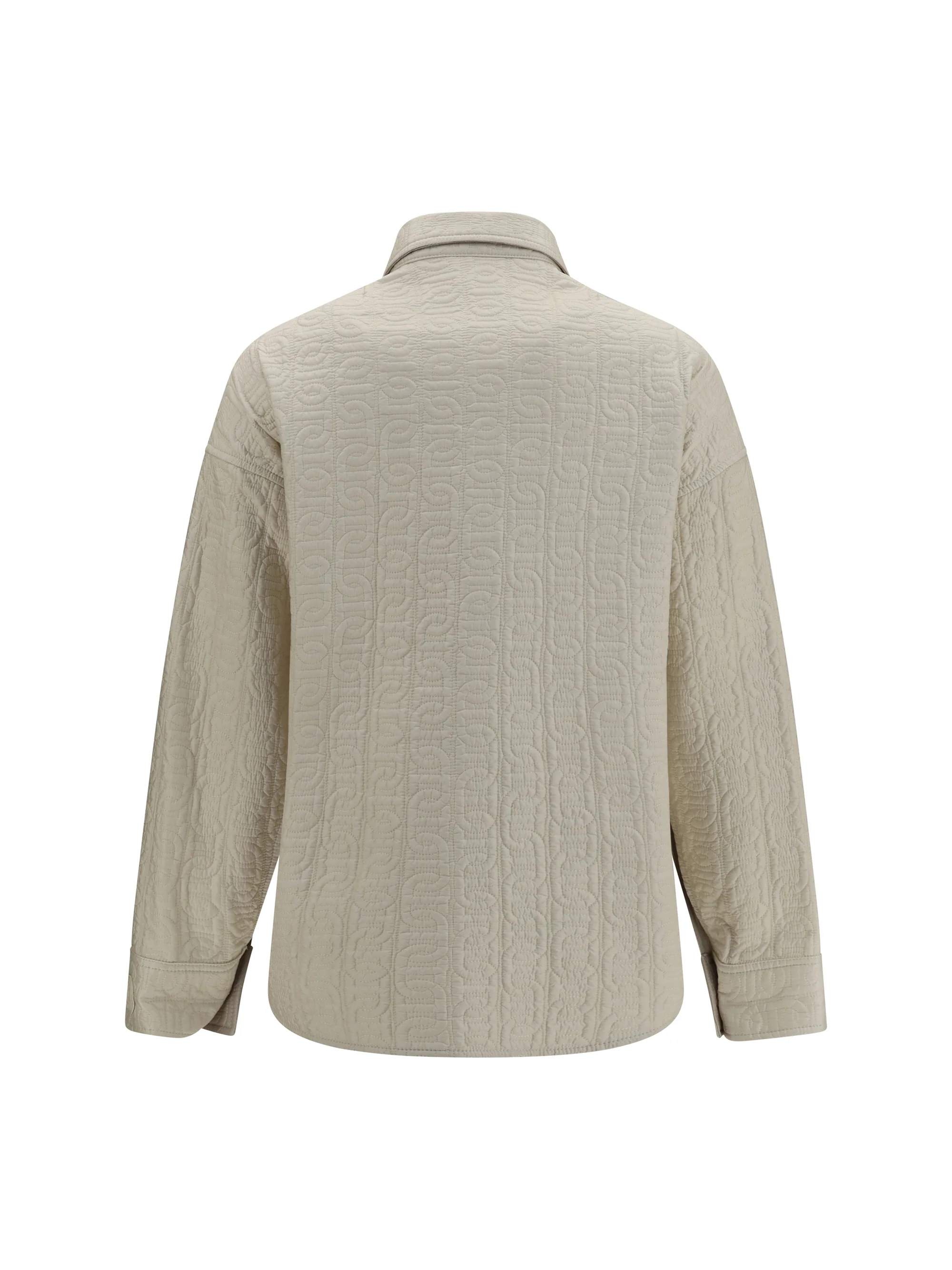 quilted chain motif padded shirt jacket