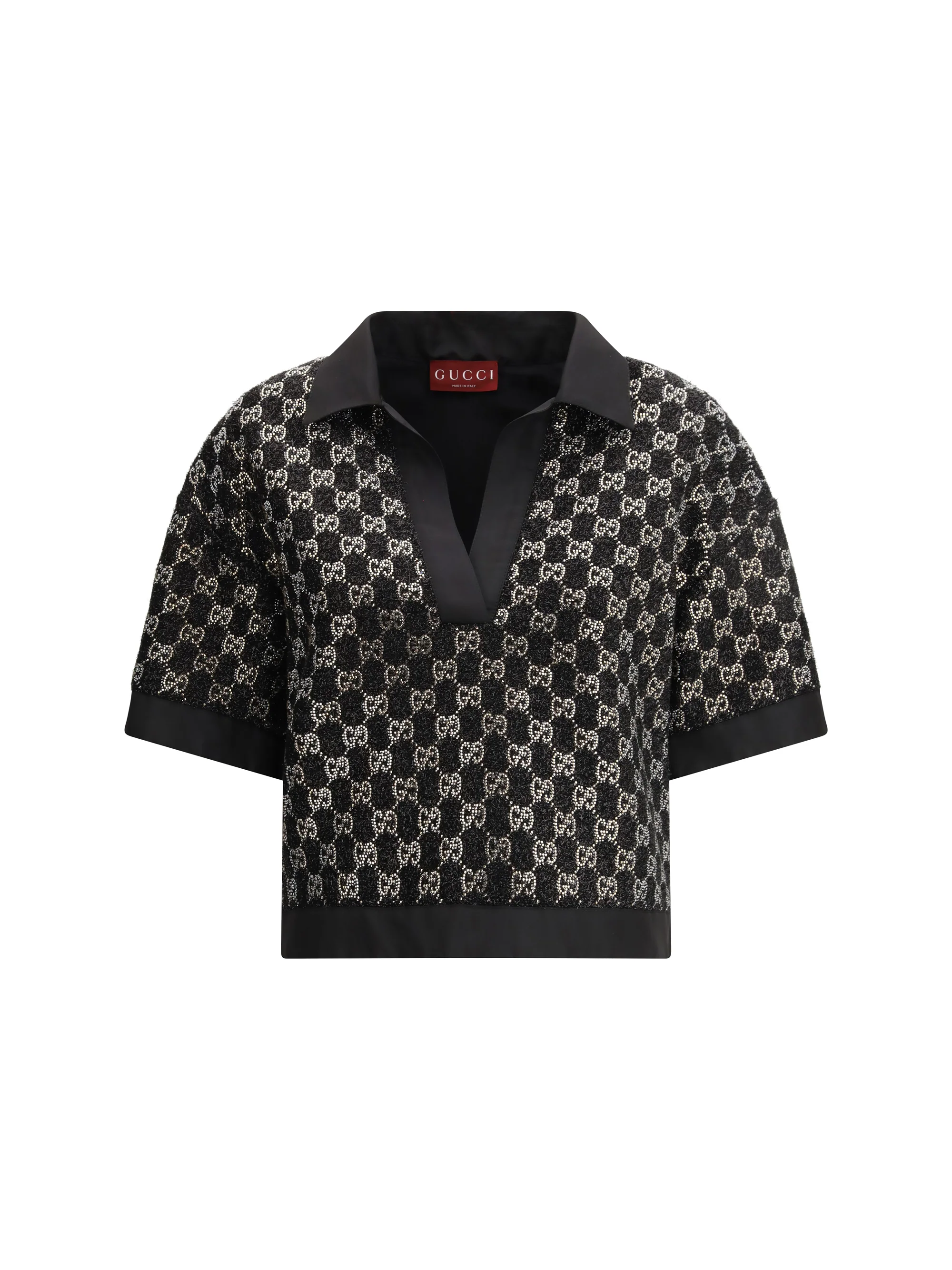 GUCCI 40 wool lamé tweed top