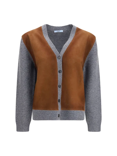 suede and wool cardigan