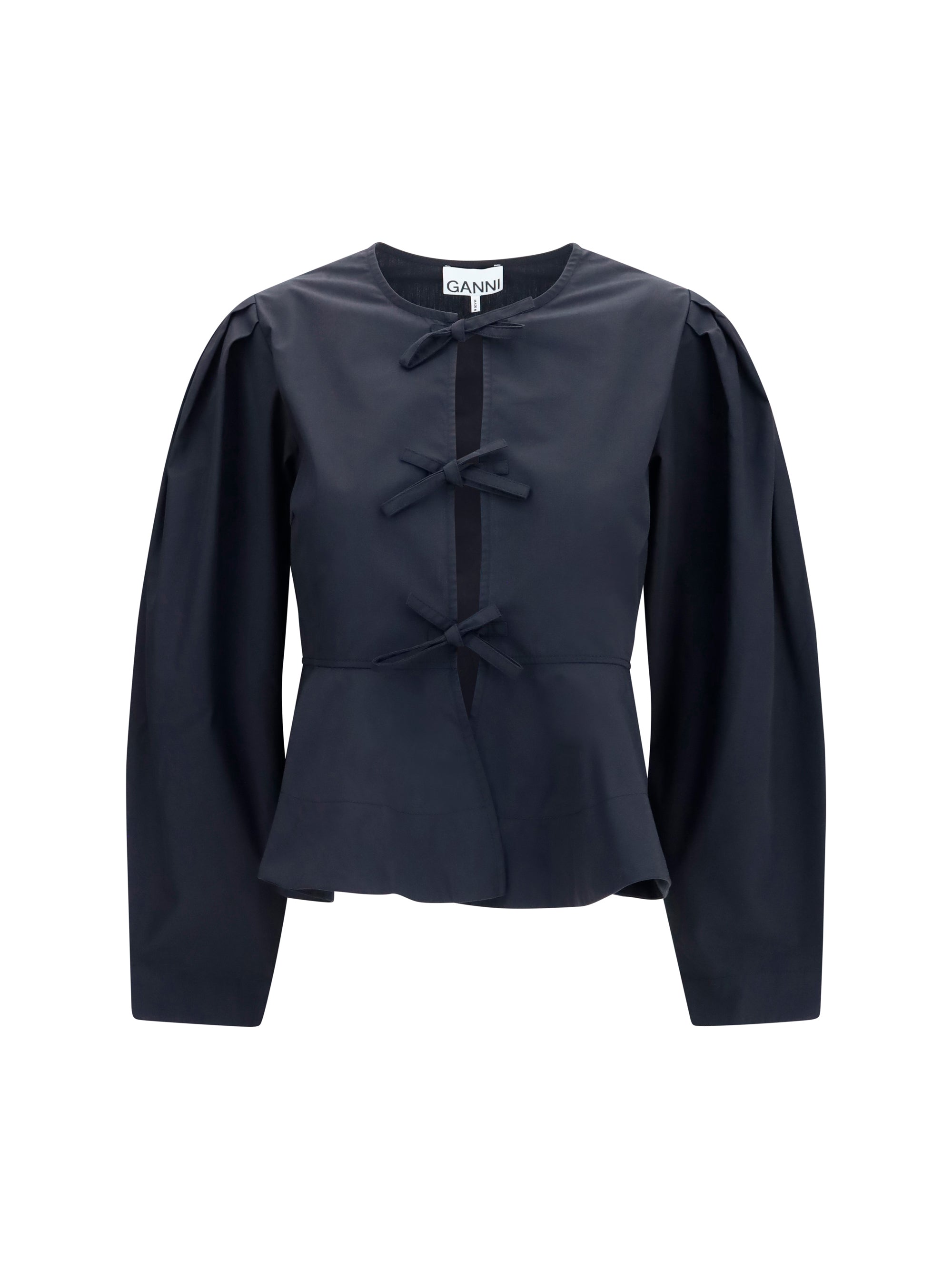 GANNI 36 cotton poplin blouse with bows