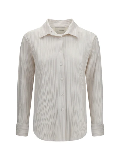 shirt in fine striped velvet-like fabric