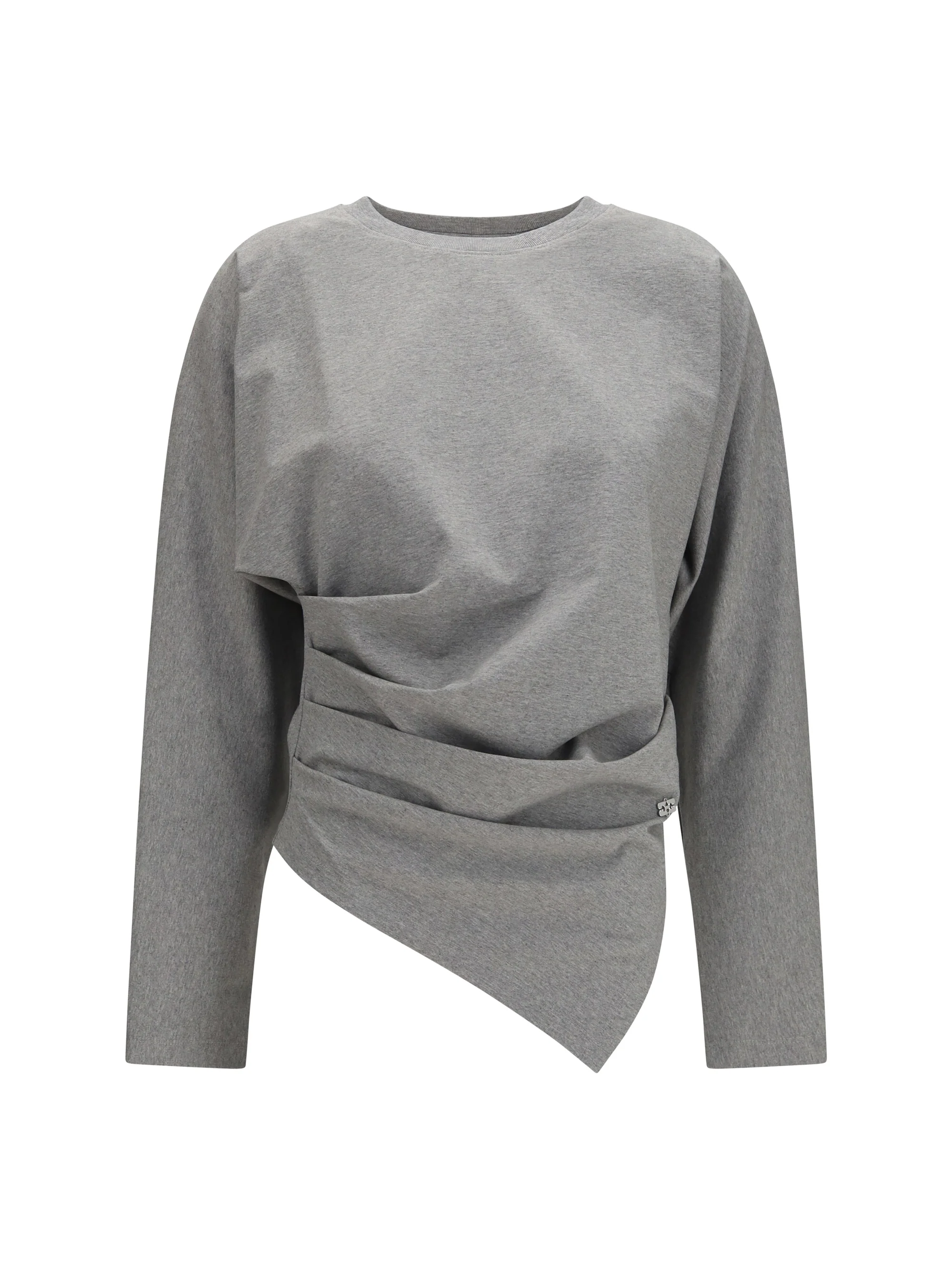 GANNI M asymmetric draped stretch cotton top