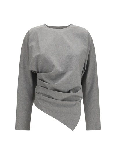 asymmetric draped stretch cotton top