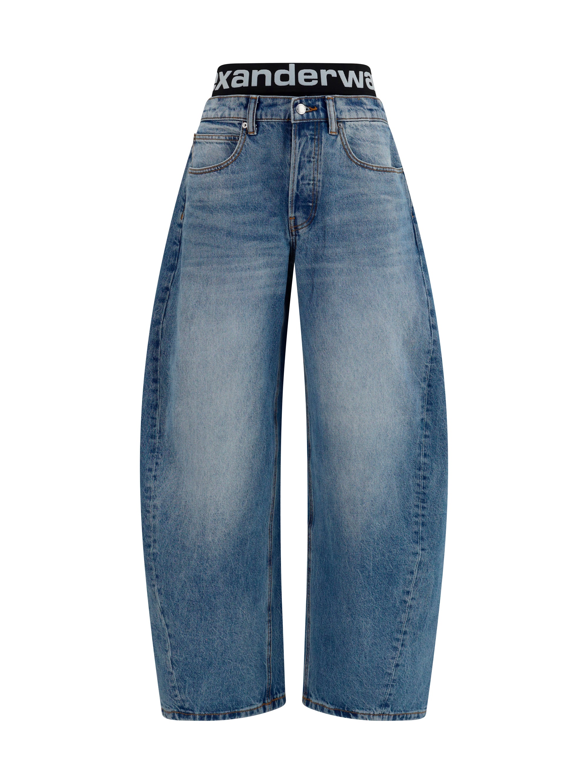 ALEXANDER WANG 24 layered belt logo-waist jeans