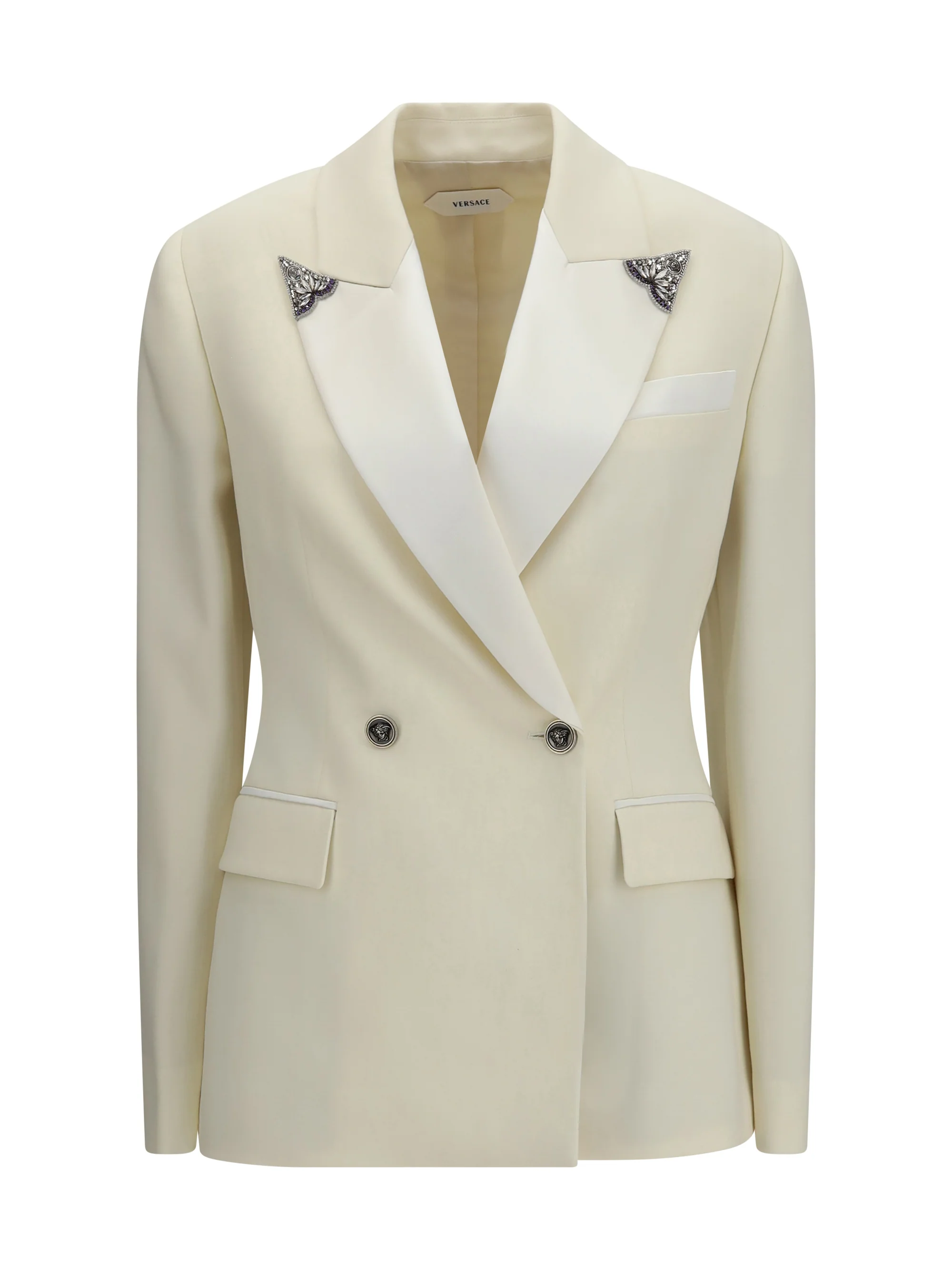 VERSACE 40 stretch wool blazer with embroidered lapels