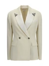 stretch wool blazer with embroidered lapels