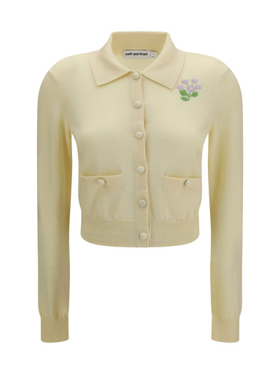 floral embroidered knit cardigan