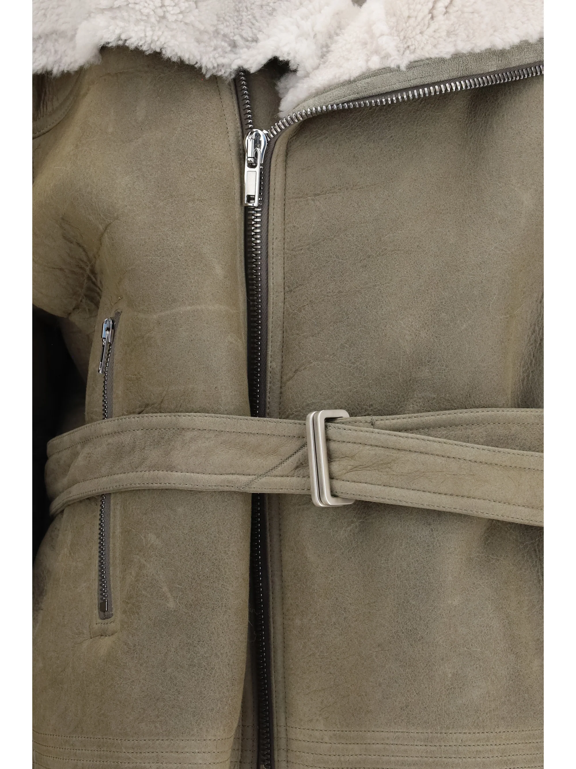 cropped suede and shearling flight jacket