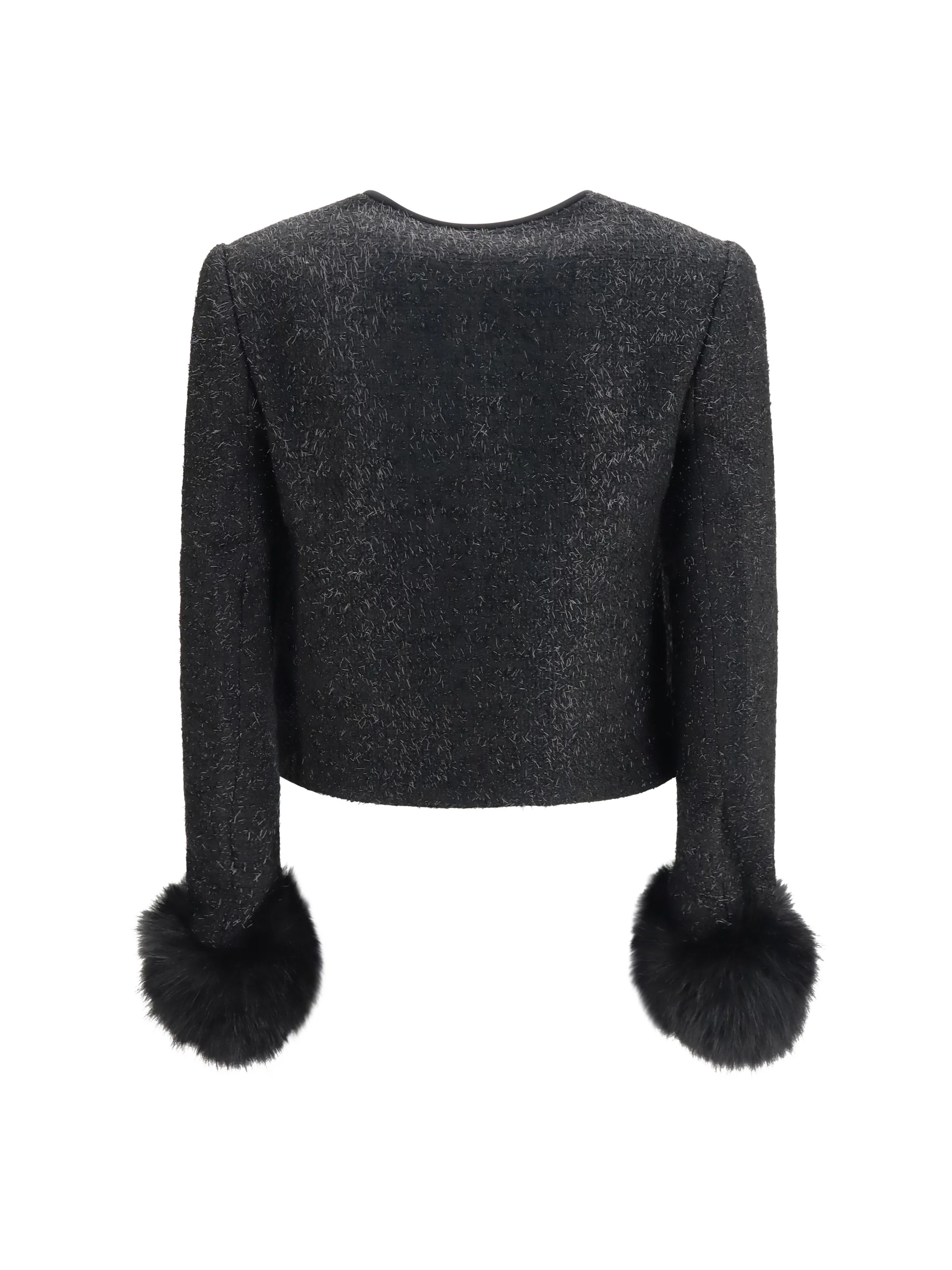 SELF-PORTRAIT 8 metallic bouclé jacket with faux fur cuffs