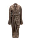 asymmetric wrap dress with knot fastening