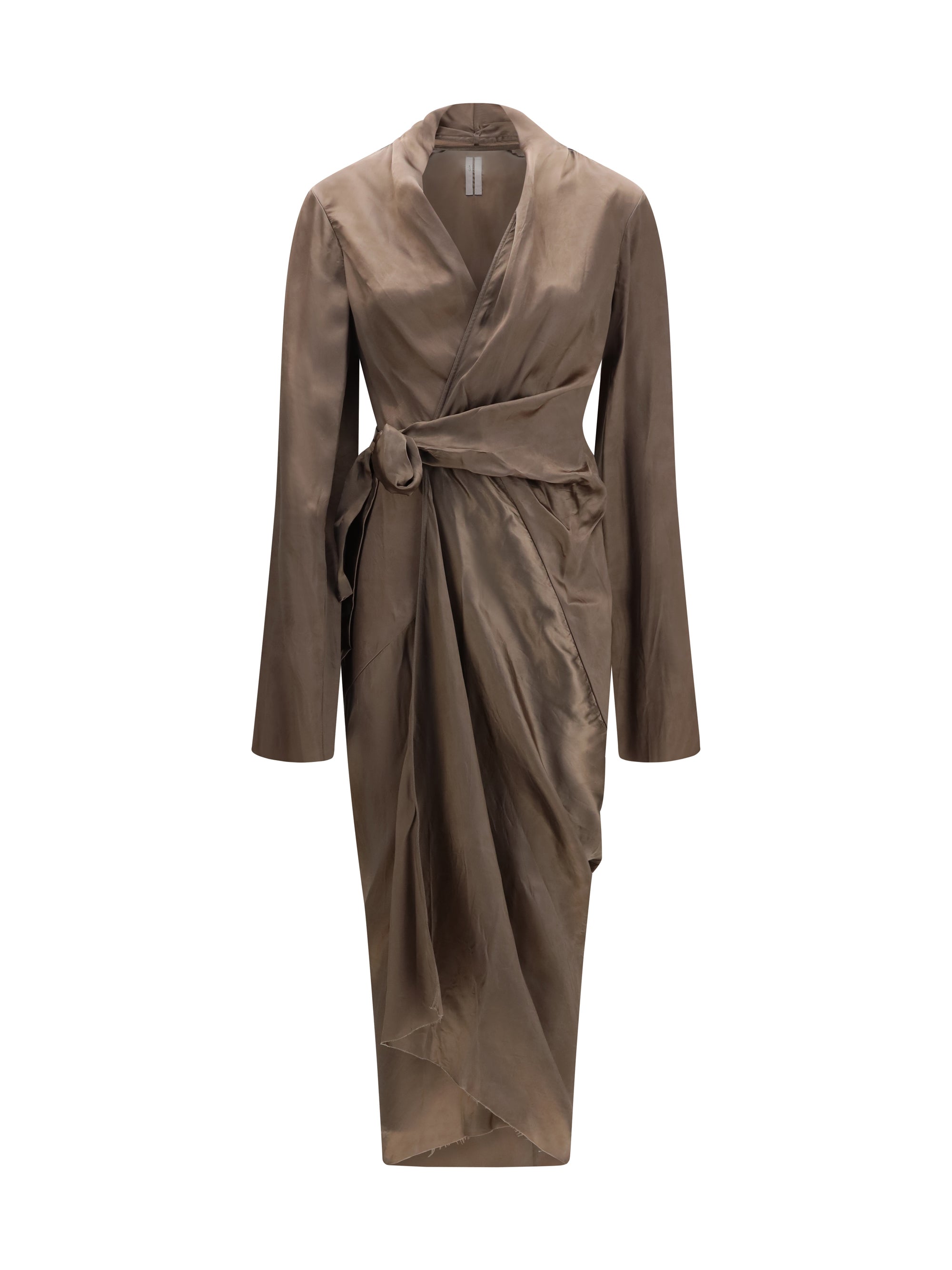 asymmetric wrap dress with knot fastening