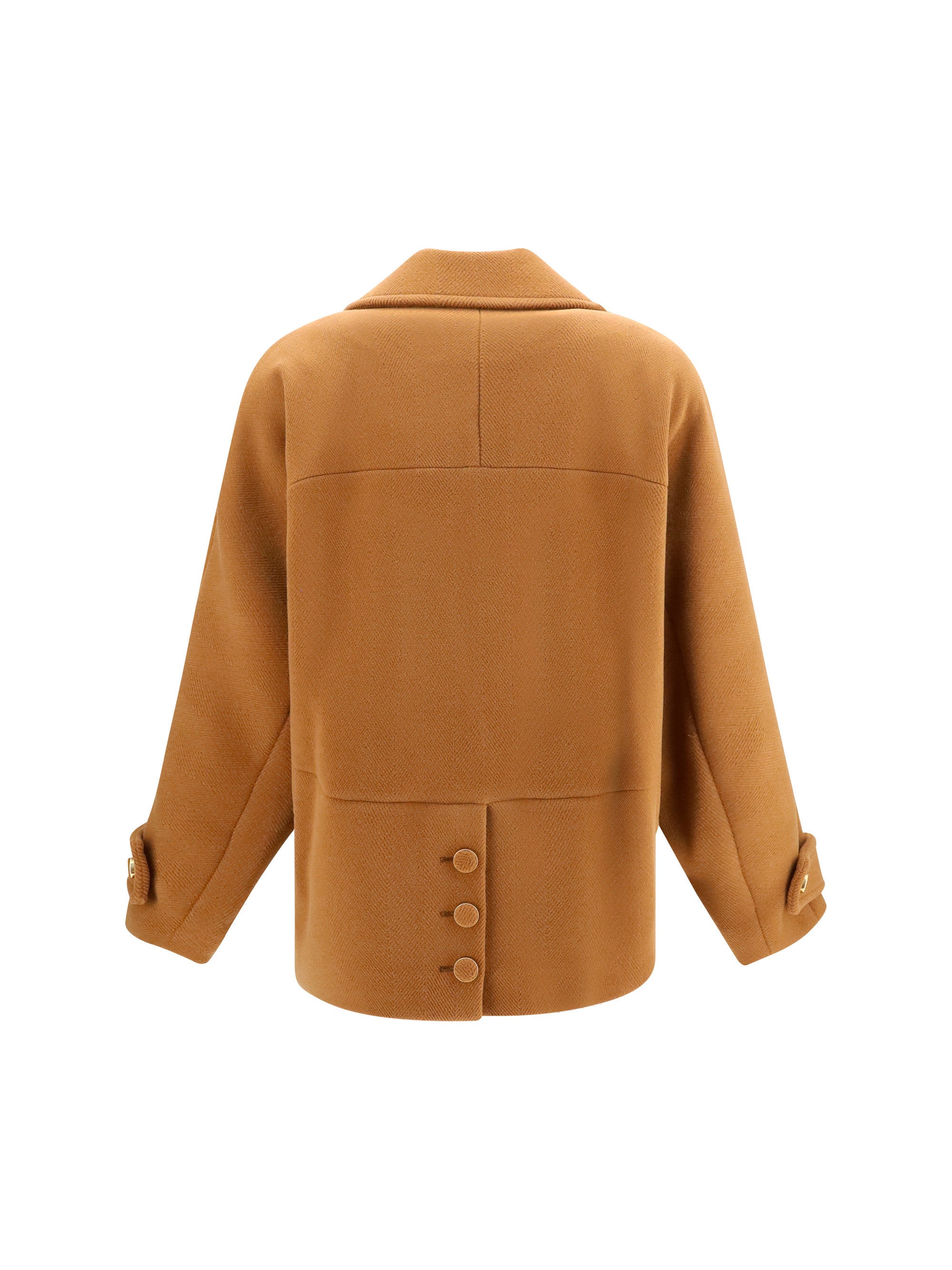 CHLOÉ 34 double-breasted herringbone wool short coat