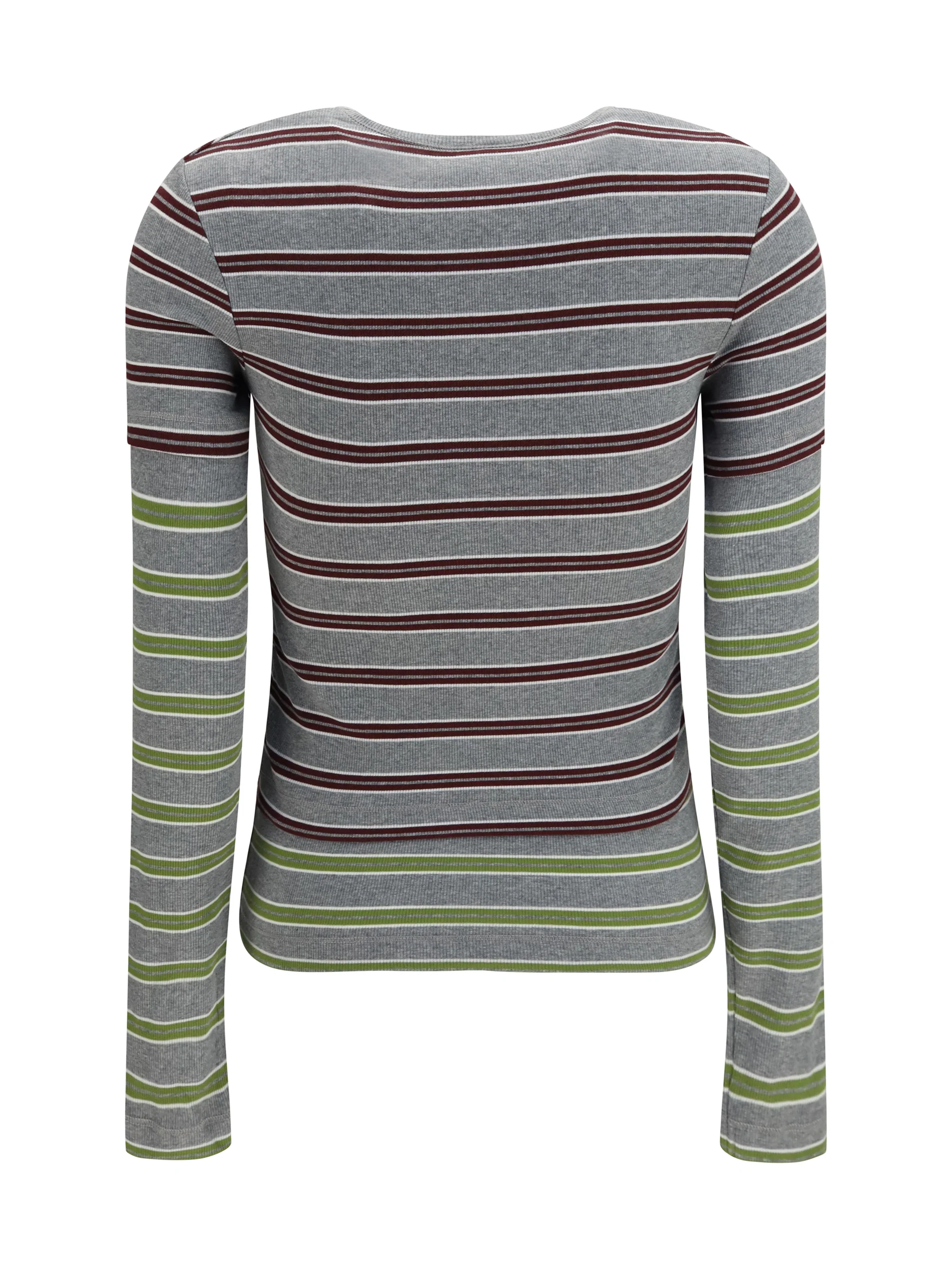 GANNI L double-sleeve striped cotton t-shirt