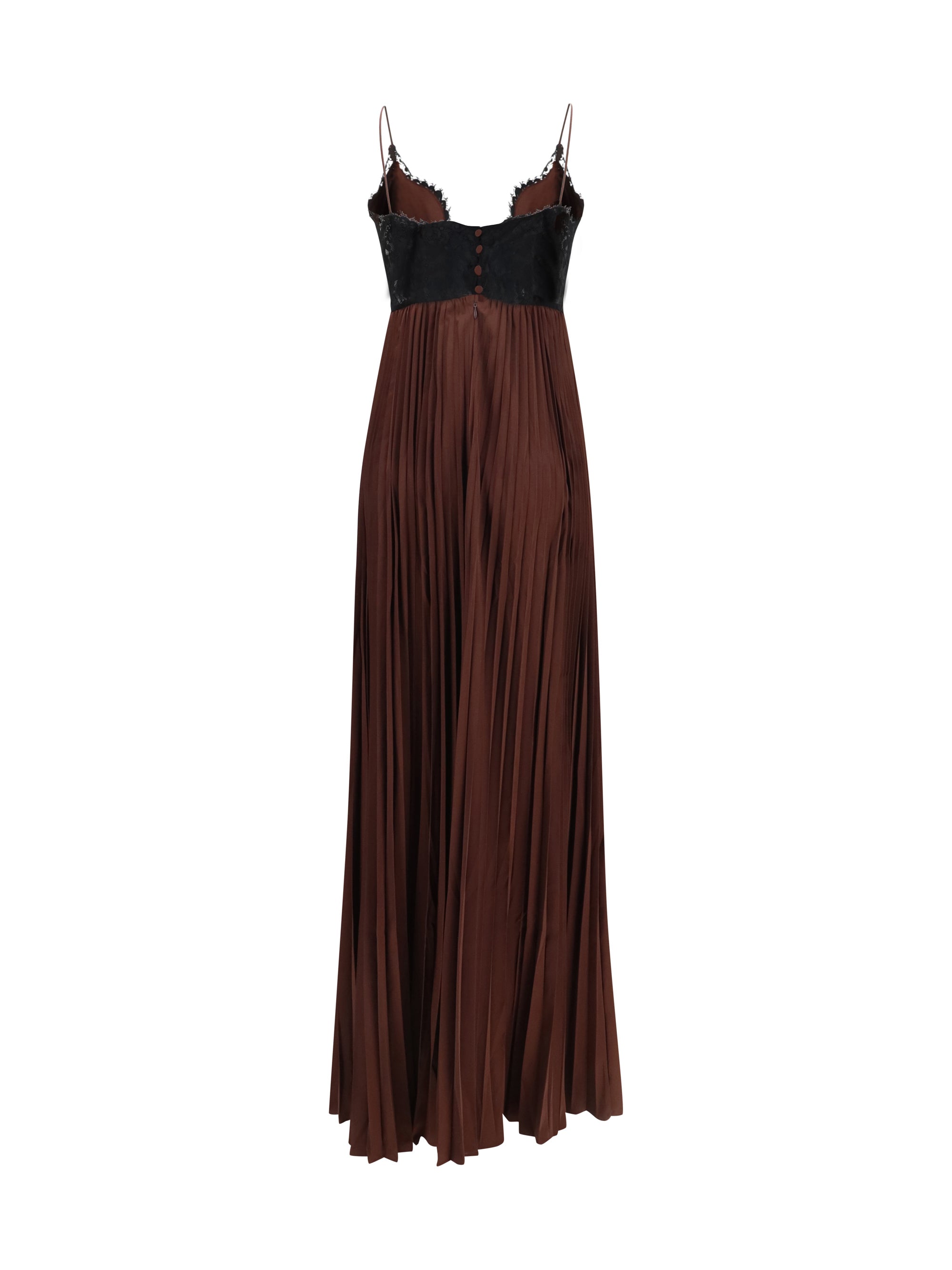 SELF-PORTRAIT 10 satin long dress with lace inserts 