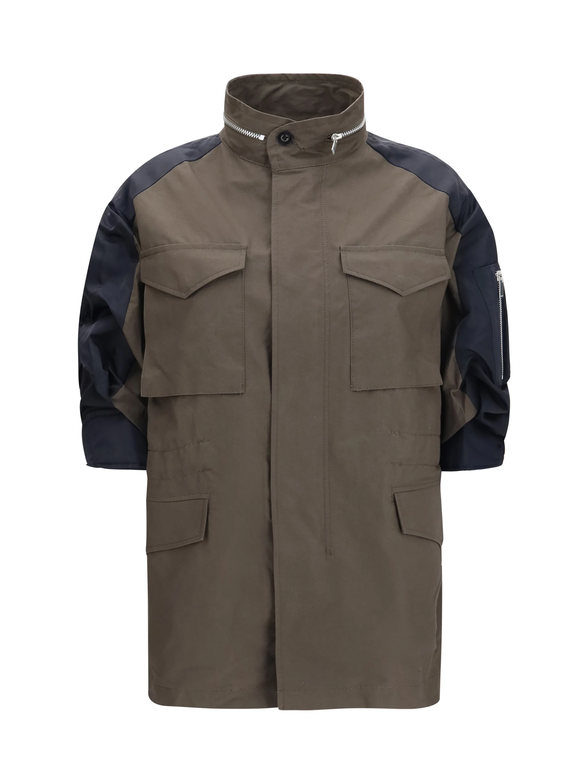 SACAI 2 nylon and cotton jacket with three-quarter sleeves