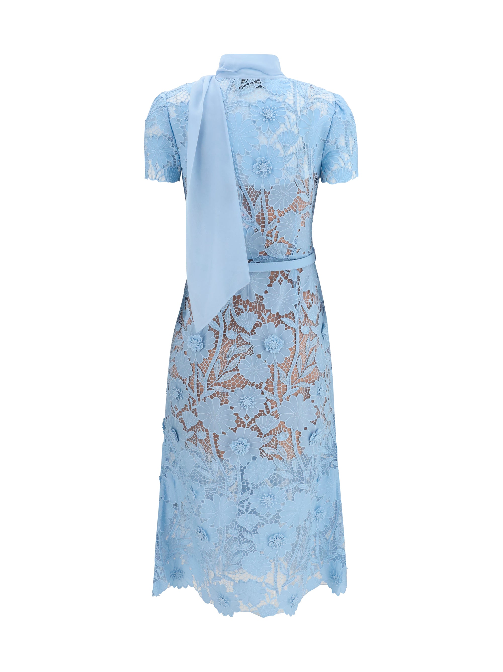 SELF-PORTRAIT 6 midi lace dress with bow collar 