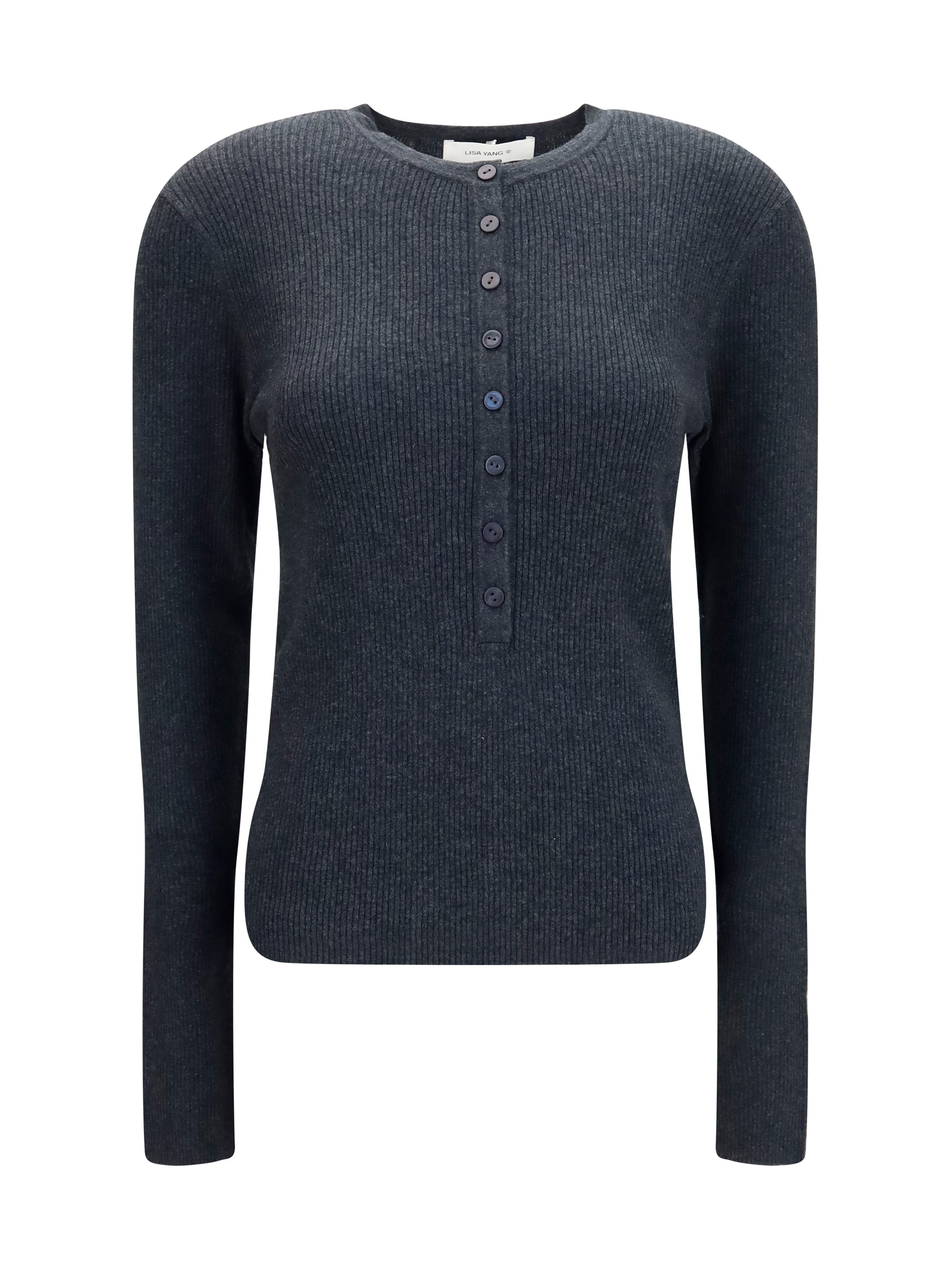 LISA YANG 1 airi henley sweater in cotton and cashmere