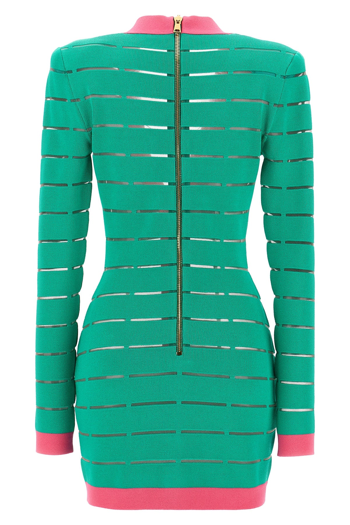 BALMAIN 38 two-tone viscose blend knit dress