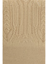 long sleeve cable knit and openwork cashmere sweater