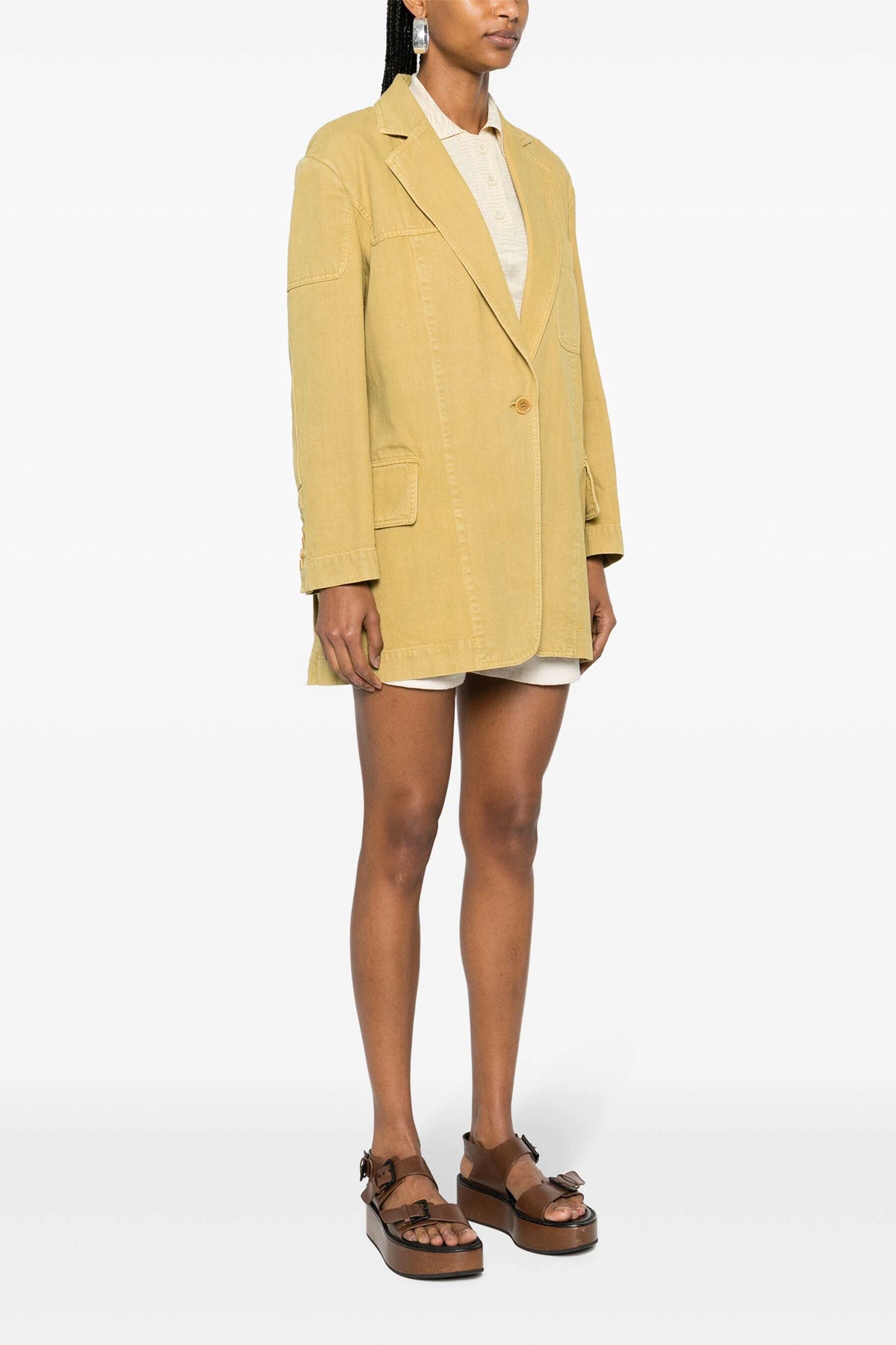 MAX MARA 40 dizzy single-breasted blazer in garment-dyed cotton canvas