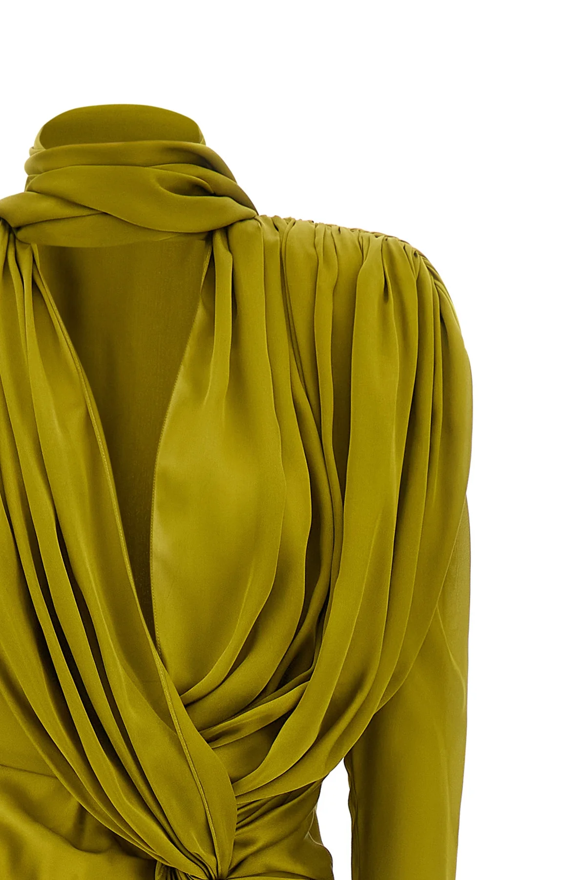 the balmain silk long-sleeved dress embodies sculptural elegance through a maste