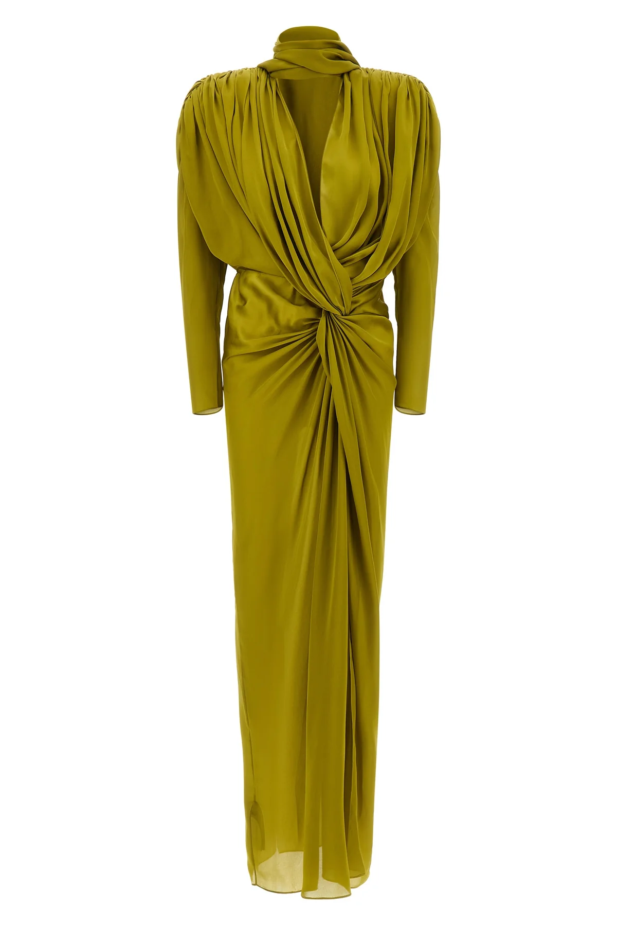 BALMAIN 36 the balmain silk long-sleeved dress embodies sculptural elegance through a maste