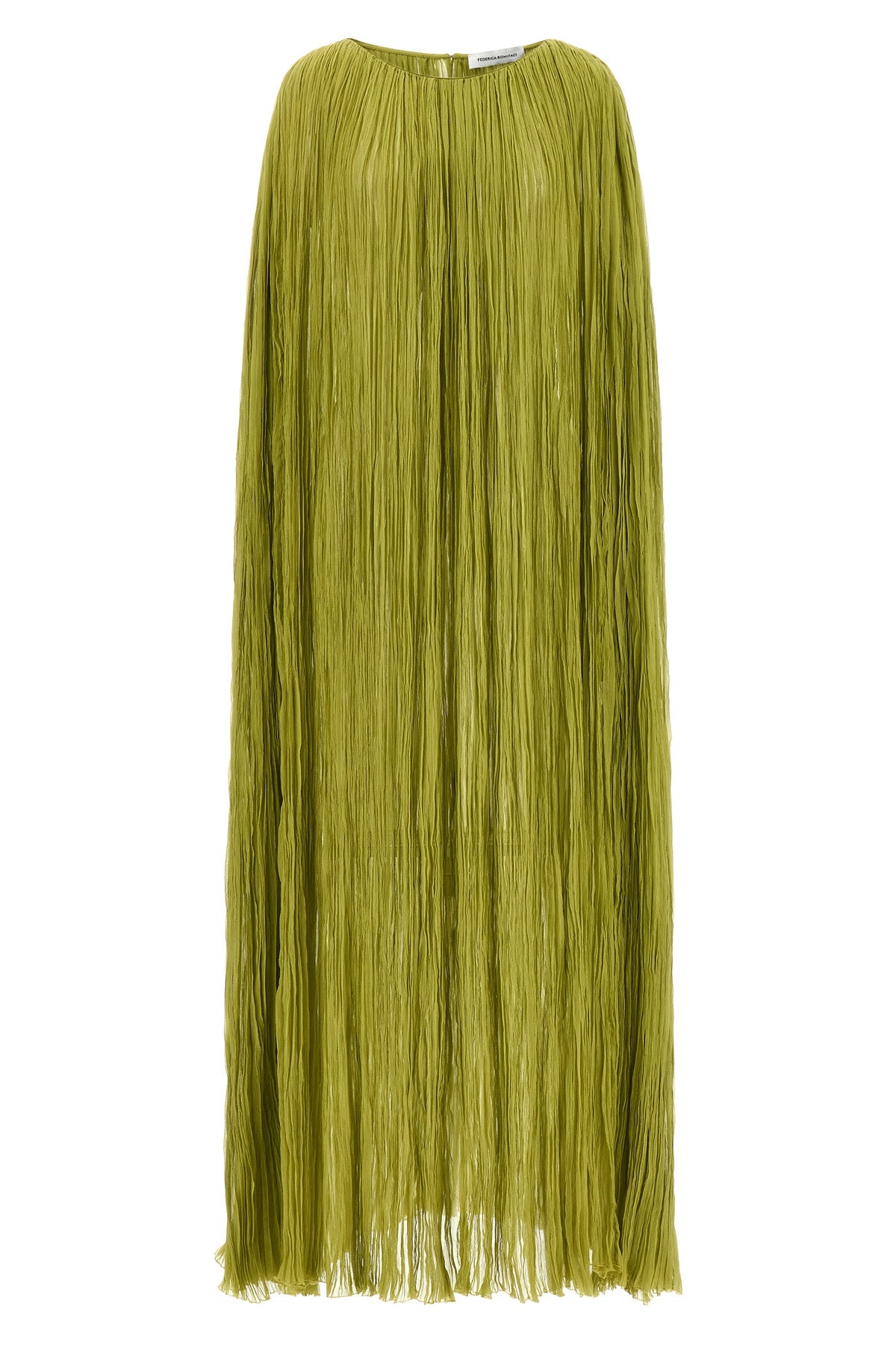 FEDERICA BONIFACI OS long the pleated dress cape dress in wrinkled silk pleat