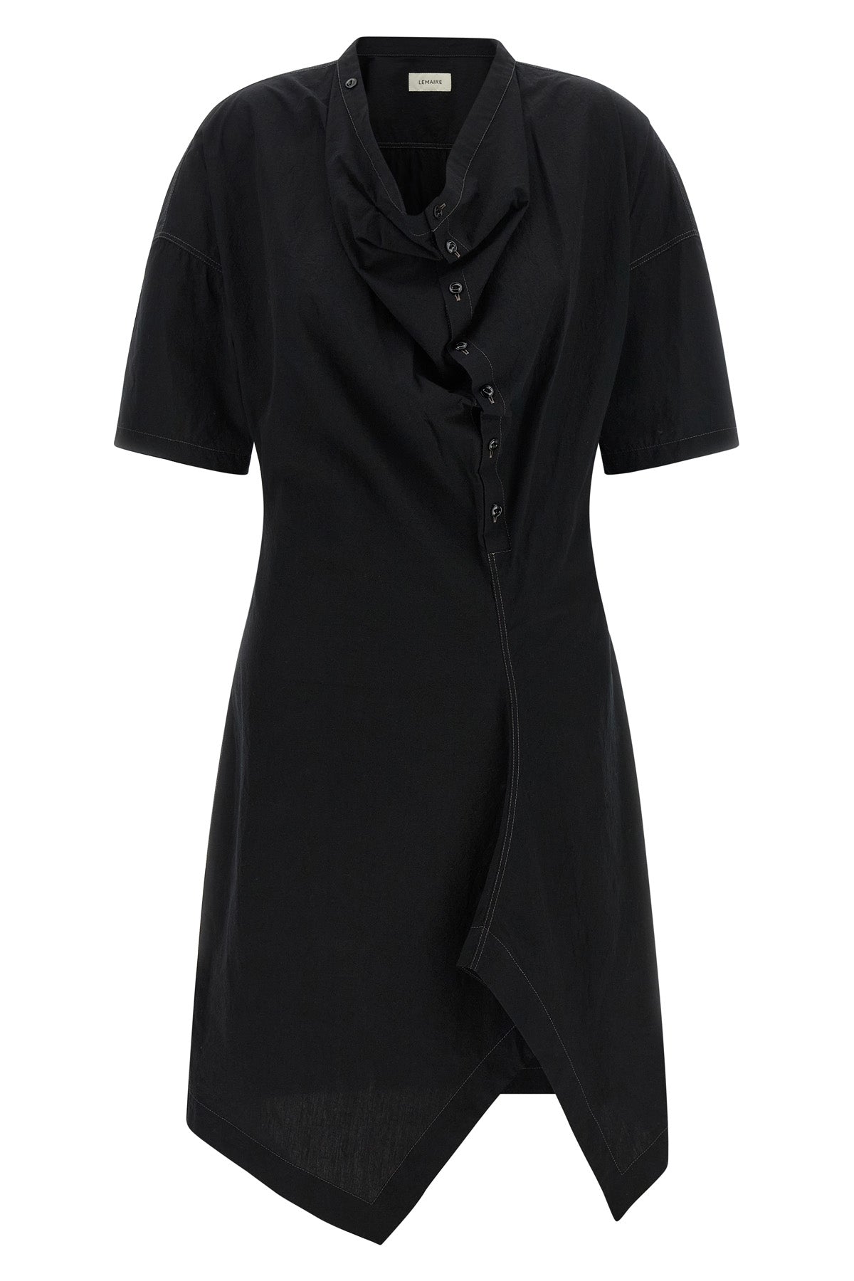 LEMAIRE 32 soft collar asymmetrical midi dress in cotton crêpe