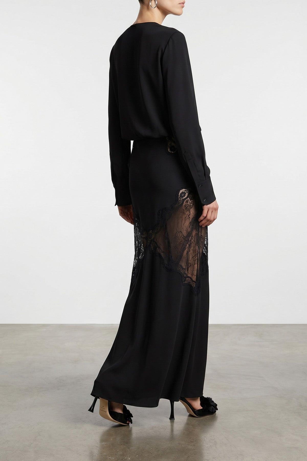 long bolero dress in polyester satin fluid