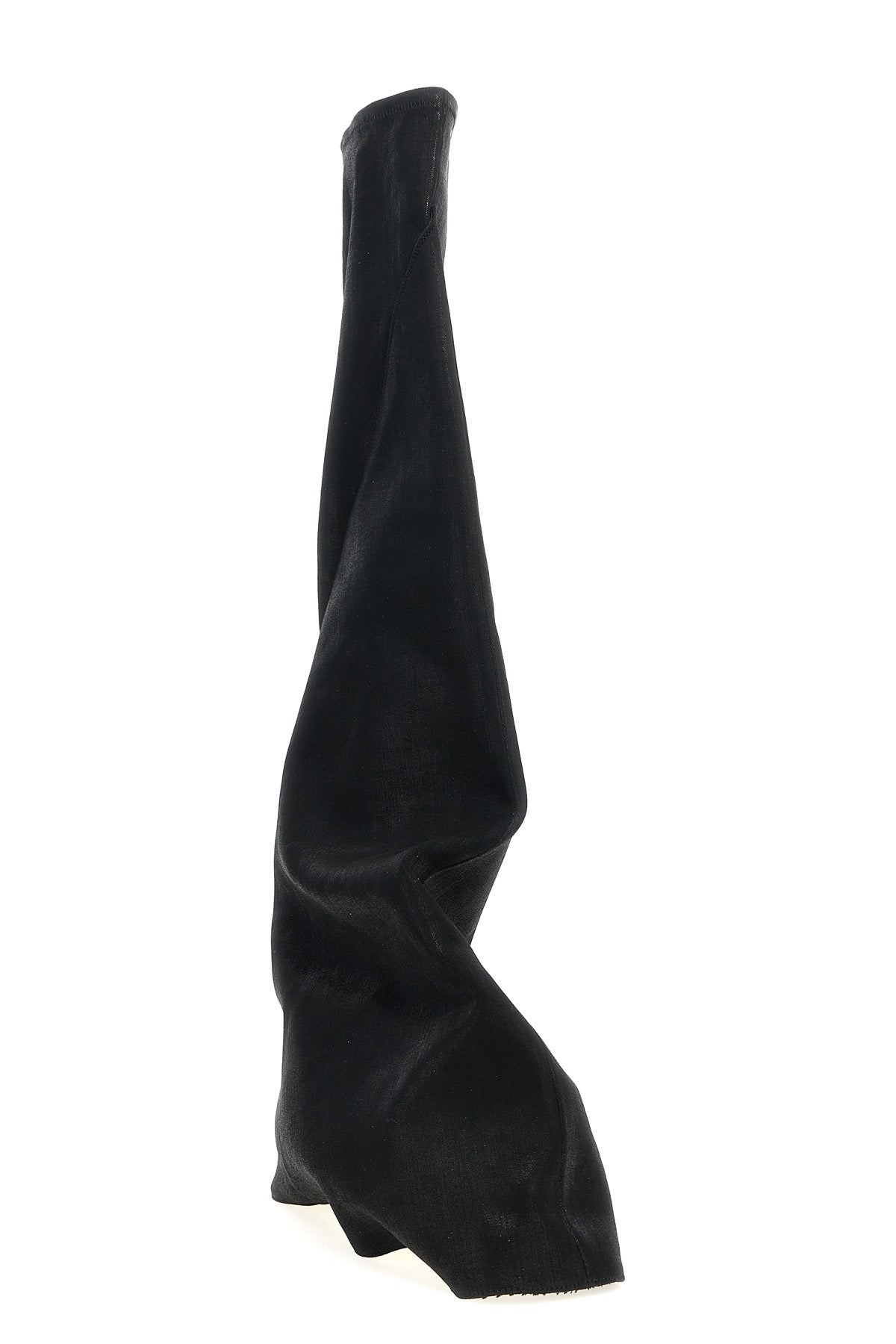 DRKSHDW 36 fetish lightweight denim boots in overdyed stretch foil
