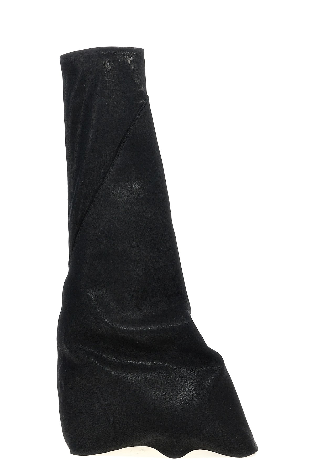 DRKSHDW 36 fetish lightweight denim boots in overdyed stretch foil