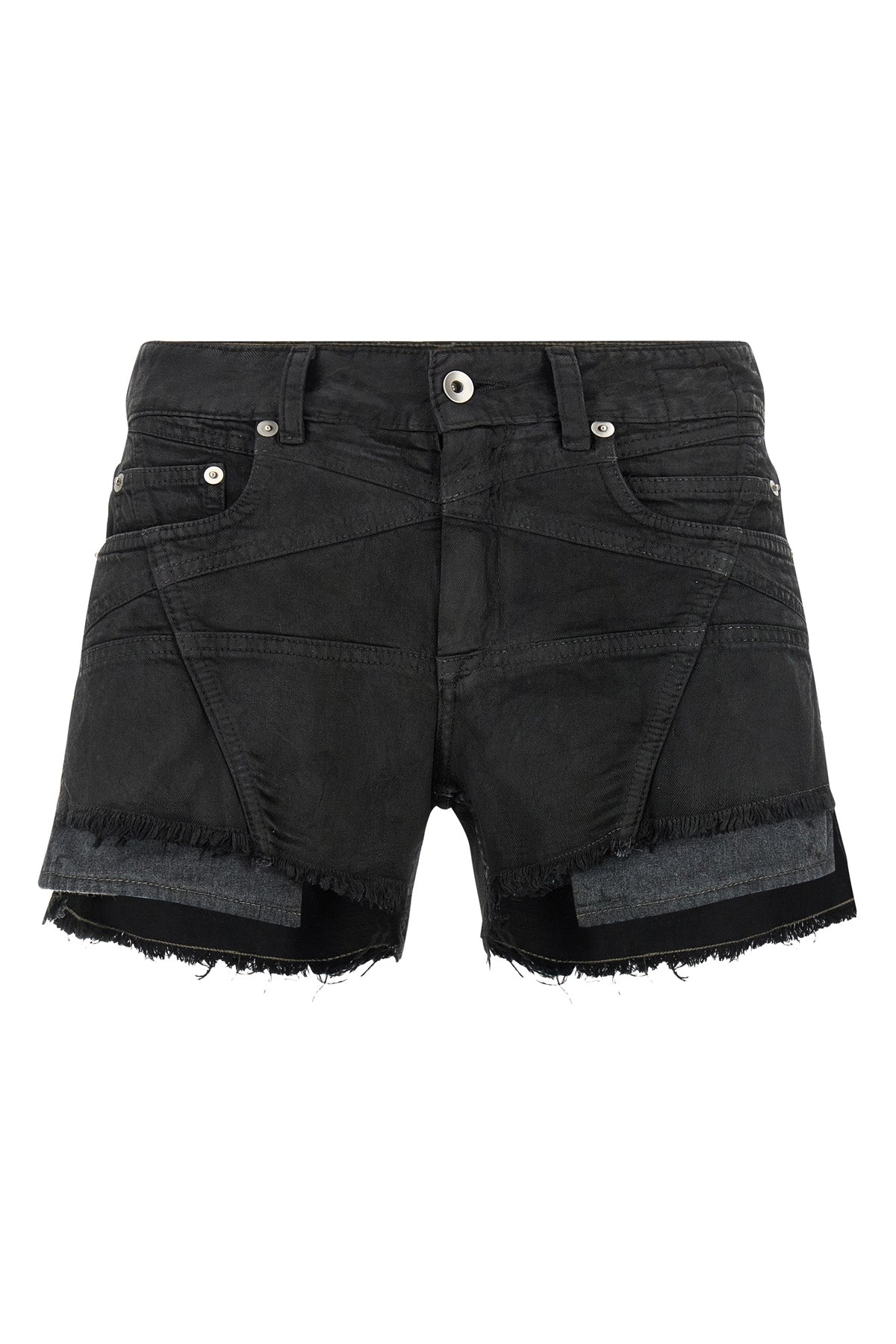 DRKSHDW 27 lana cut offs shorts in used-effect garment-dyed cotton denim