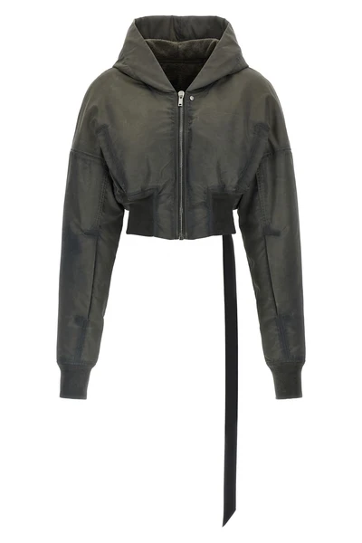 the drkshdw hooded cropped flight bomber jacket redefines the proportions of o