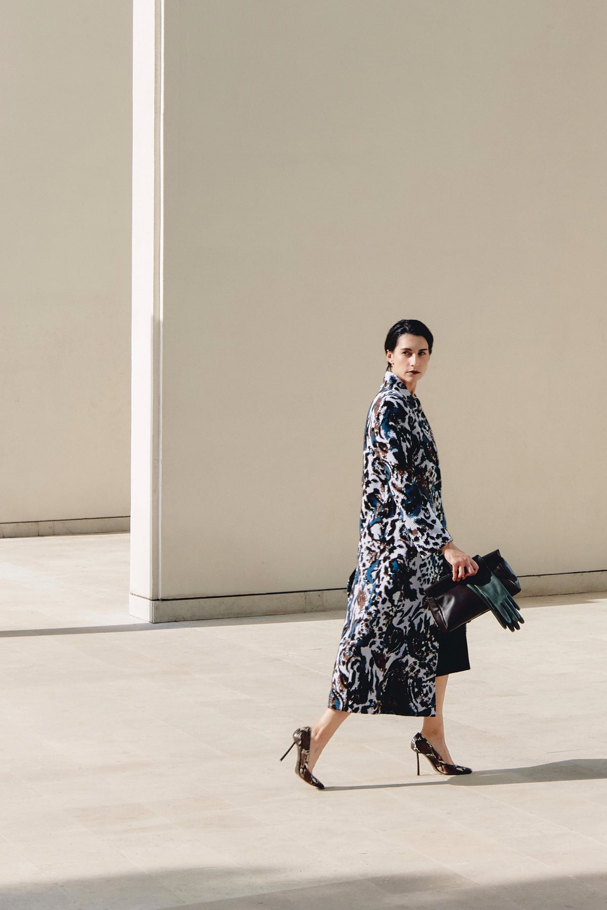 MISSONI 44 animalier wool jacquard coat