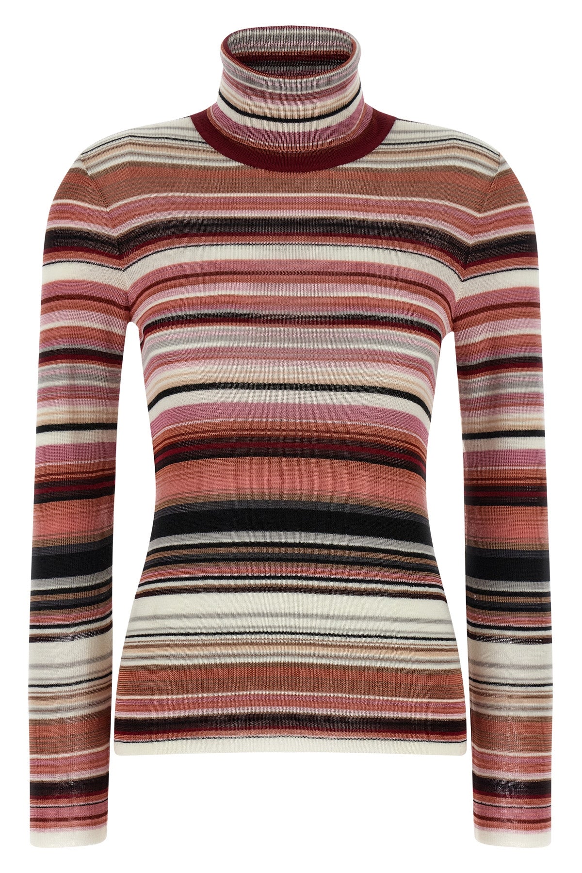 striped turtleneck sweater in viscose and wool blend