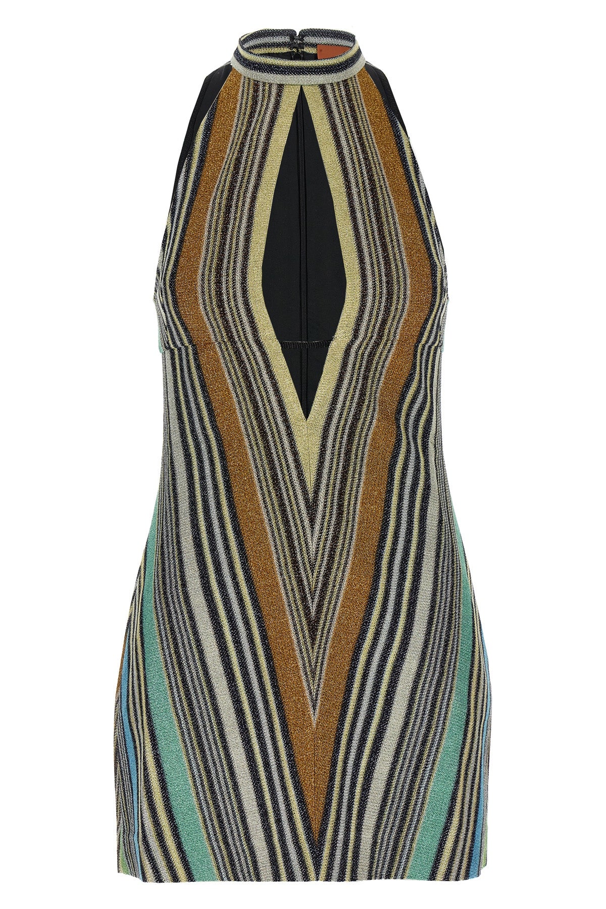 MISSONI 38 striped viscose lamé mini dress